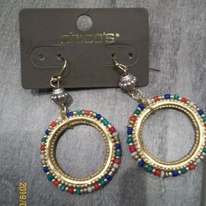 Chico's Julia Drop Hoop Beaded Bohemian Earrings